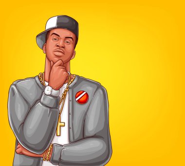 Vector pop art rap, hip-hop male character clipart