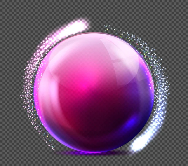 Vector realista esfera de vidrio violeta transparente — Vector de stock