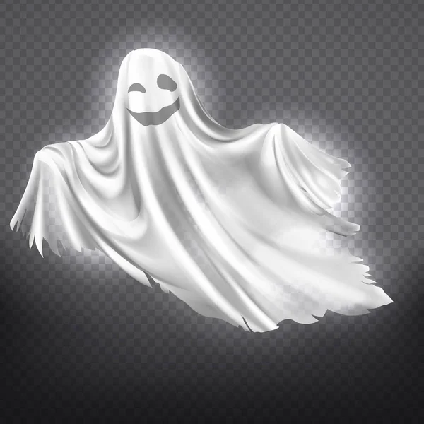 Vector white ghost, phantom. Halloween spooky spirit — Stock Vector