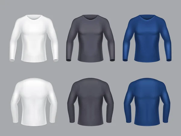 Vector realistic set of male long sleeve shirts Royalty Free Stock Vectors