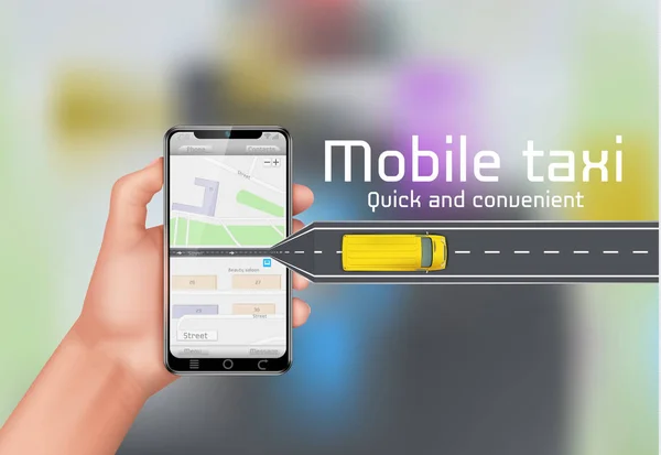 Mobile Taxi Vektor Konzept Hintergrund — Stockvektor