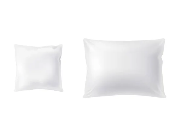 Conjunto vetorial realista de dois travesseiros brancos — Vetor de Stock