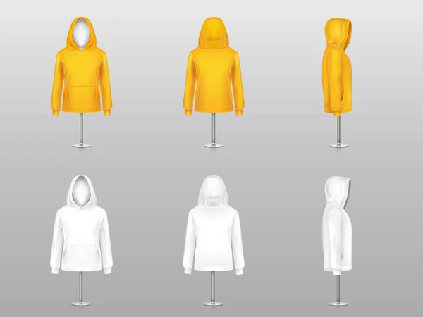 Vektör gerçekçi hoodies mankenler üzerinde ayarlayın. — Stok Vektör