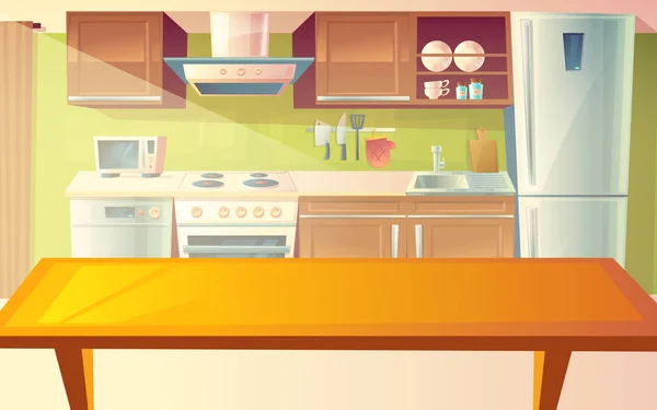 Vektor-Cartoon-Illustration des Kücheninnenraums — Stockvektor