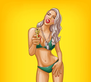 Top vektör pop art seksi gangster kız