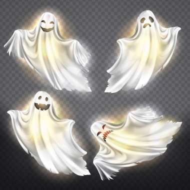 Vektör hayaletler, hayaletler ayarlayın. Halloween korkunç ruhlar