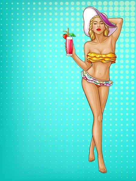 Femme vectorielle en maillot de bain, concept de plage — Image vectorielle