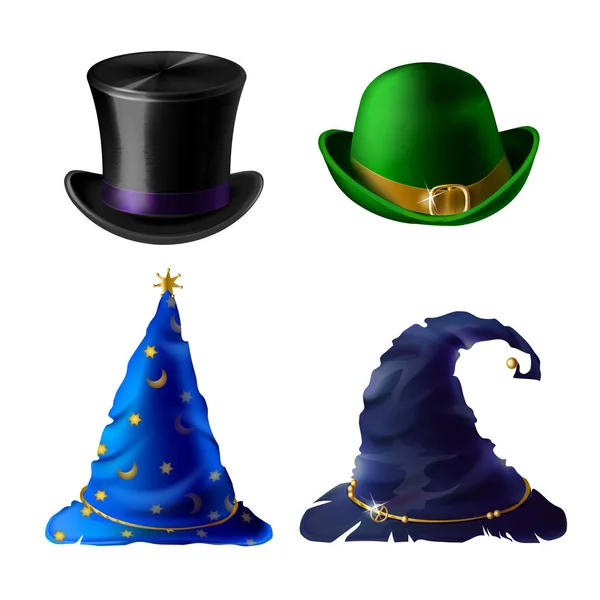 Vektor Halloween headdress - top hat, bowler, cap - Stok Vektor