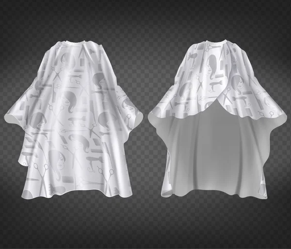 Vector realista avental cabeleireiro branco com impressão — Vetor de Stock