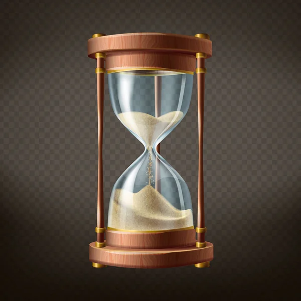 Reloj de arena realista vectorial 3d con arena corriente — Vector de stock