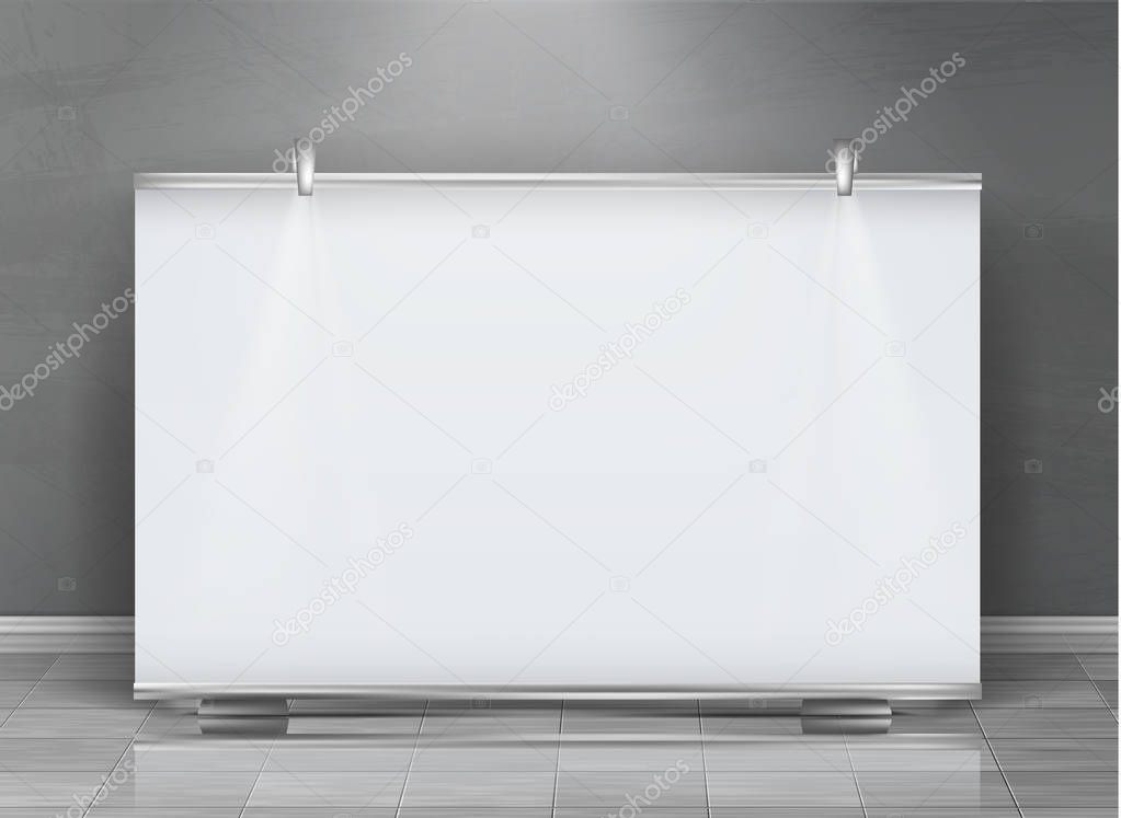 Vector blank roll up banner, horizontal stand