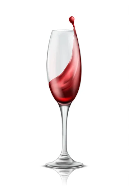 Bicchiere di vino con spruzzi di vino rosso — Vettoriale Stock