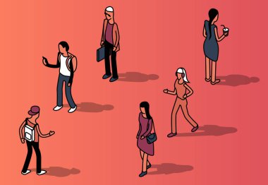 Casual giyim meçhul insan vektör izometrik set