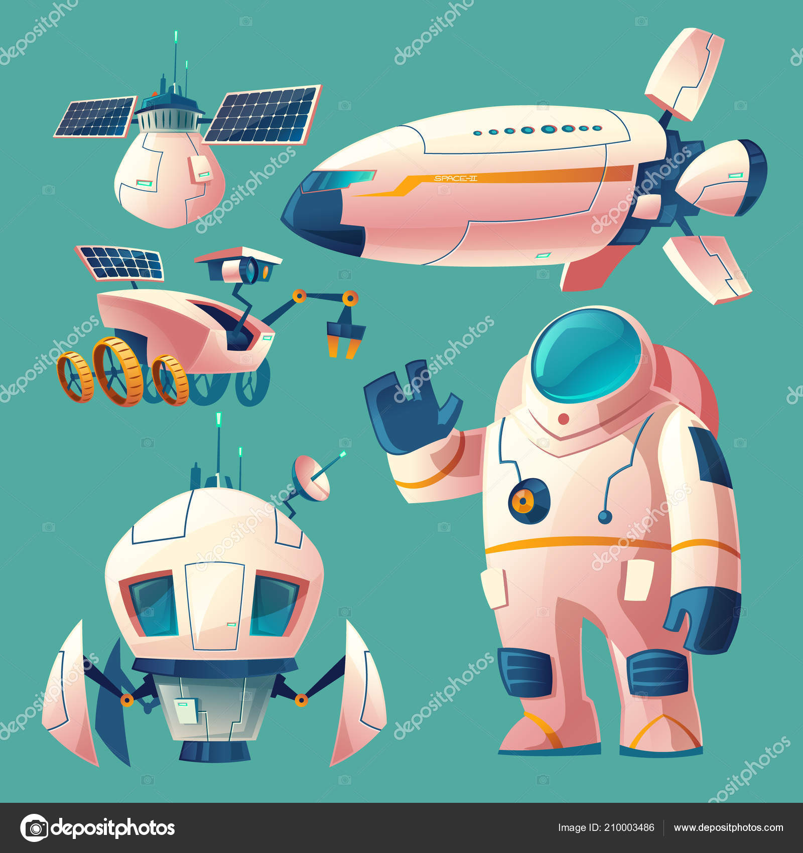Vector clipart with objects for space exploration Stock Vector Image by  ©vectorpocket #210003486