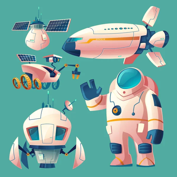 Vector clipart with objects for space exploration — Stock Vector