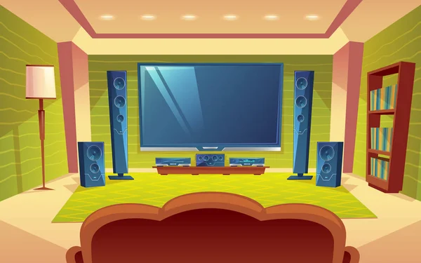 Dessin animé vectoriel home cinéma, système audio vidéo — Image vectorielle