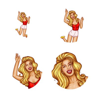 Sarışın kadın vektör pop sanat avatar