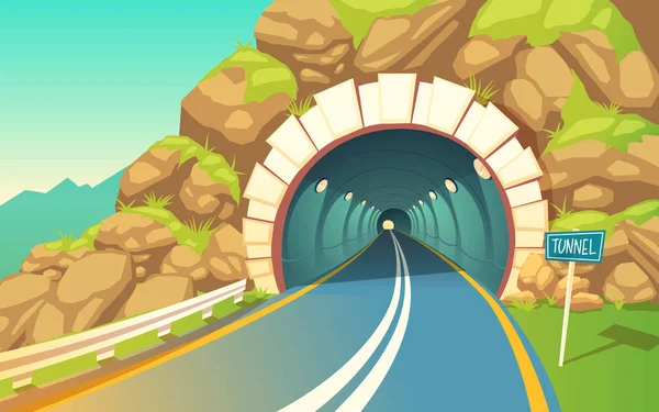 Ilustração vetorial de túnel, rodovia. Estrada subterrânea . —  Vetores de Stock