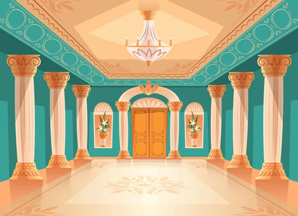 Ballroom ή βασιλικό παλάτι αίθουσα διανυσματικά εικονογράφηση — Διανυσματικό Αρχείο