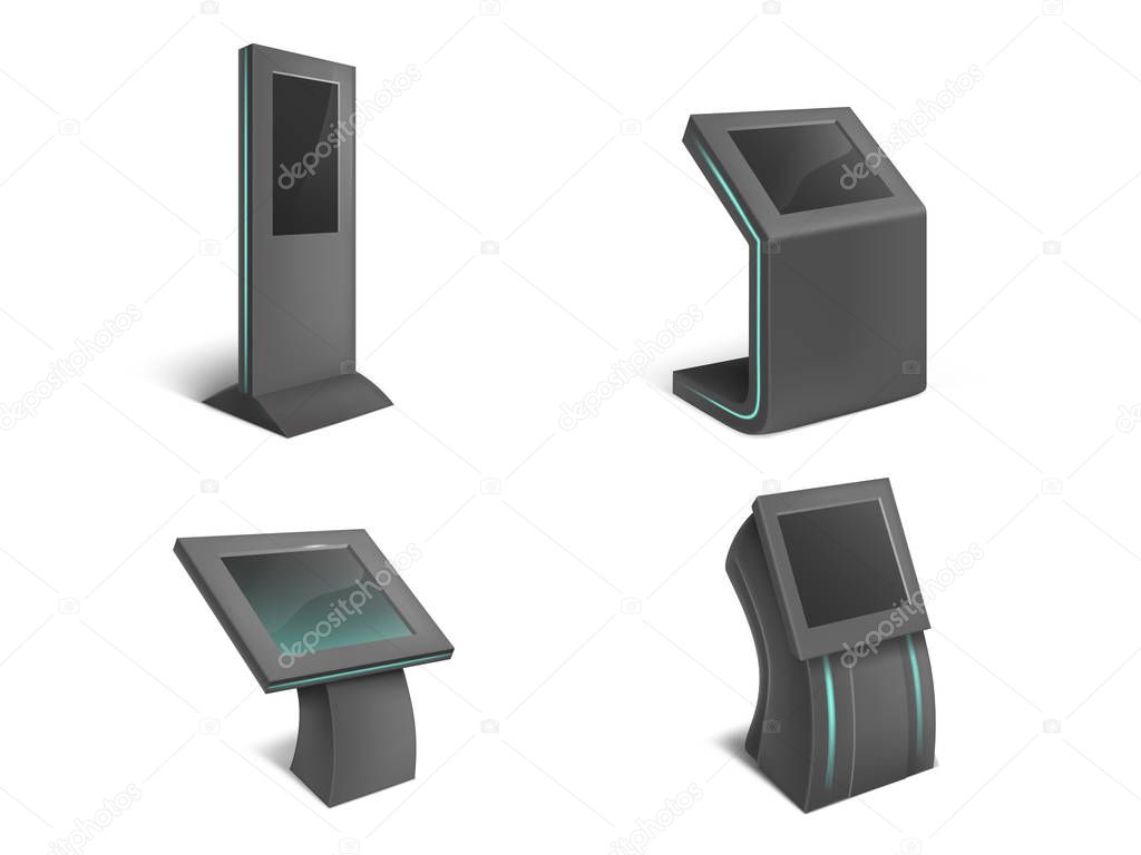 Vector set of interactive information kiosks