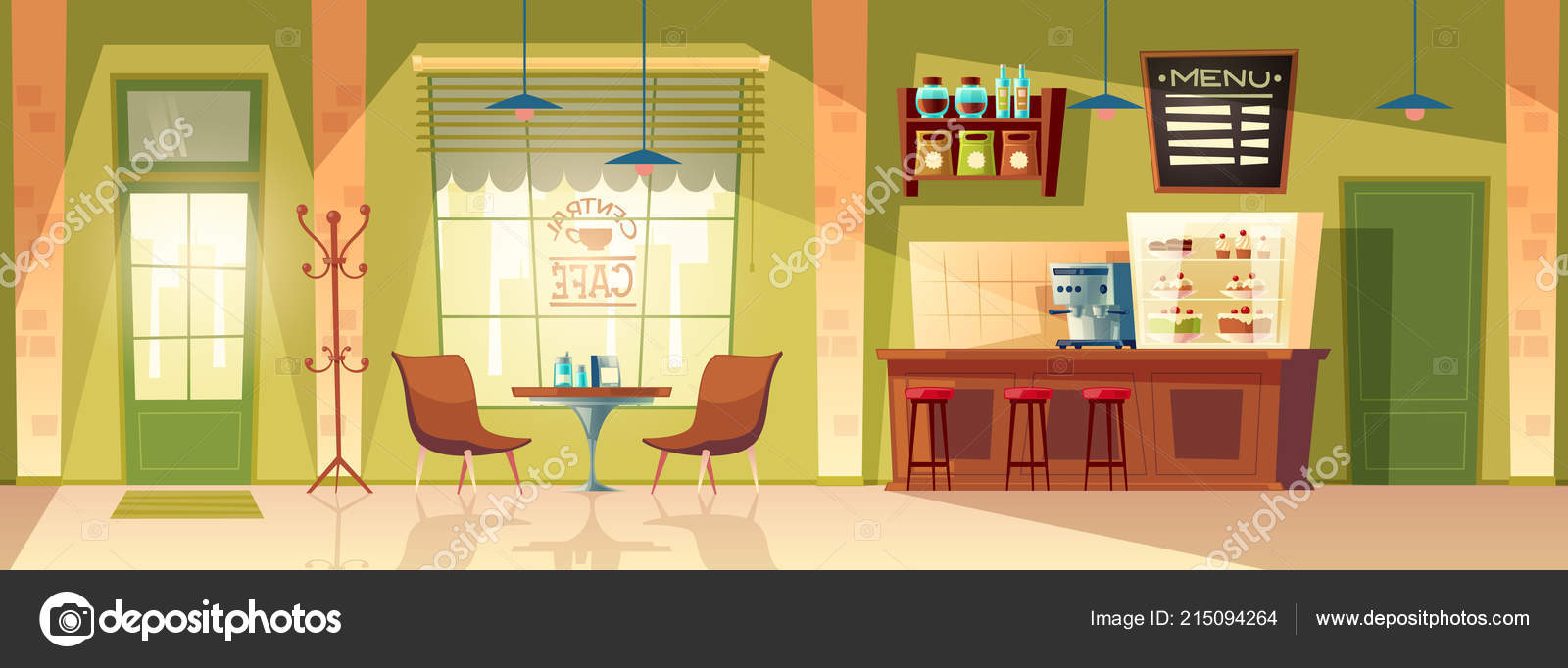 Vector cartoon cafe background, cafeteria interior, furniture Stock Vector Image by ©vectorpocket #215094264 Vector cartoon cafe background, cafeteria interior, furniture Stock Vector Image by ©vectorpocket #215094264