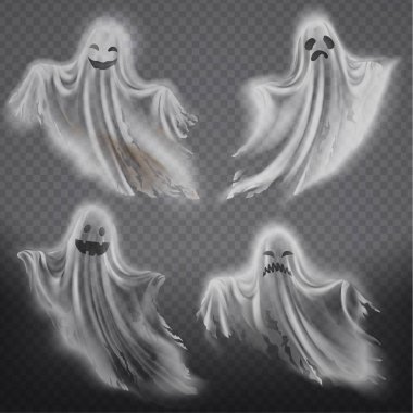 Vektör hayaletler, hayaletler ayarlayın. Halloween korkunç ruhlar