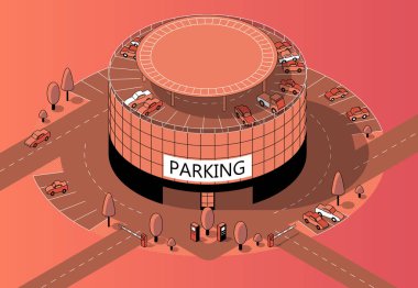 Vektör bölge ile 3d izometrik çok katlı otopark