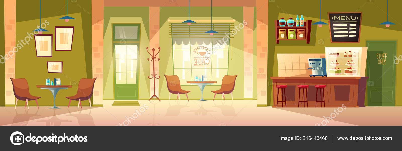 Vector cartoon cafe background, cafeteria interior, room Stock Vector Image by ©vectorpocket #216443468 Vector cartoon cafe background, cafeteria interior, room Stock Vector Image by ©vectorpocket #216443468