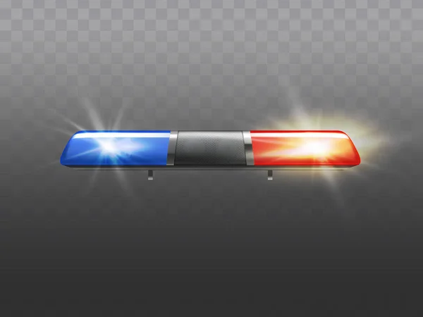 경찰 차에 대 한 벡터 현실적인 빨간색, 파란색 flashers. — 스톡 벡터