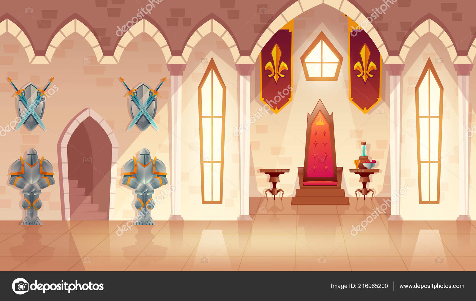 Vector Castle Throne Hall Interior Of Royal Ballroom