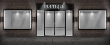 Vektör butik dükkan cephesi tabela ile