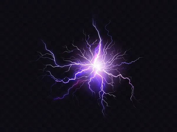 Éclairage violet brillant vecteur, décharge électrique, éclat — Image vectorielle