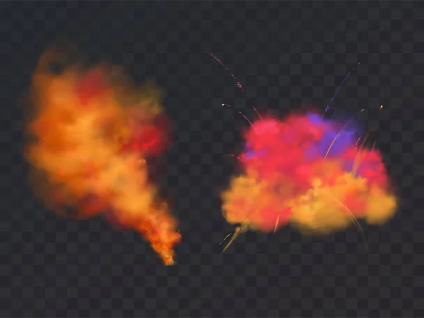 Explosión realista del polvo de la pintura del vector 3d, festival de Holi — Archivo Imágenes Vectoriales