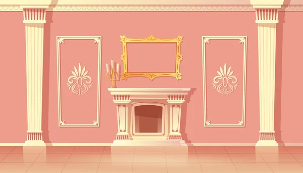 Dessin animé vectoriel intérieur du salon avec cheminée — Image vectorielle
