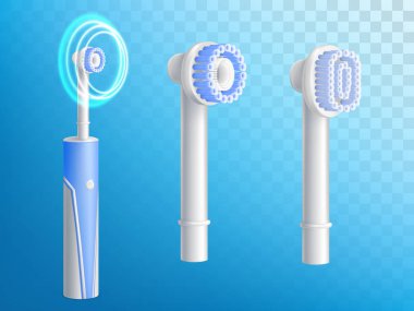 3D gerçekçi elektrikli diş fırçaları çıkarılabilir püskürtme uçlarını vektör