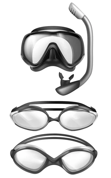 Máscara de vetor para mergulho, óculos para natação — Vetor de Stock
