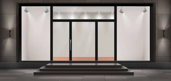 Vector storefront, lege verlichte showroom — Stockvector