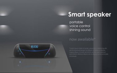 Vektör mockup Kablosuz Taşınabilir Akıllı hoparlör ile