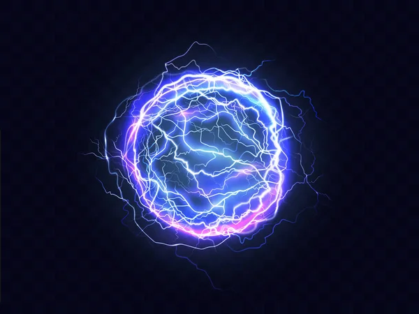 Éclatement électrique, boule de foudre vecteur réaliste — Image vectorielle