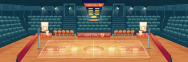 Vektör çizgi film arka plan boş basketbol sahası