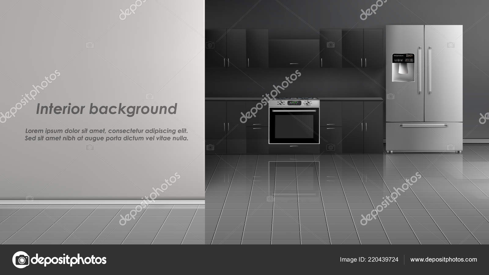 Household Appliances in Modern Kitchen Stock Photo - Image of wall