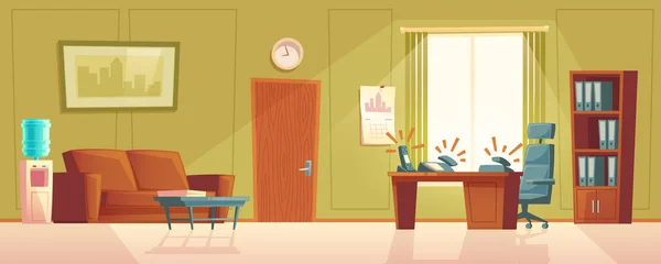Векторный мультфильм пустой офис с звонящим телефоном, фойе — стоковый вектор