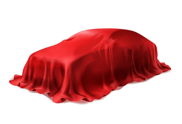 Vector car covered with red silk cloth — Stock Vector