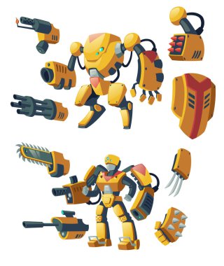 Vektör androidler, robotlar, cyborg lardan