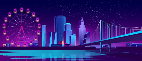 Concepto vectorial fondo con ciudad nocturna — Vector de stock