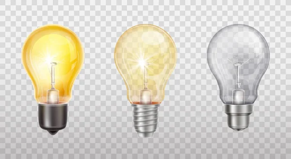 Lampes à incandescence vectorielles, ampoules électriques — Image vectorielle