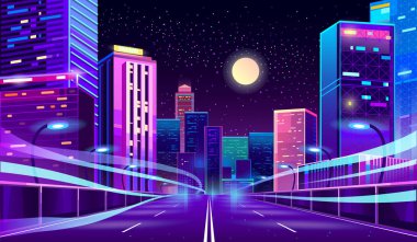 Megapolis gece vektör boş yolda