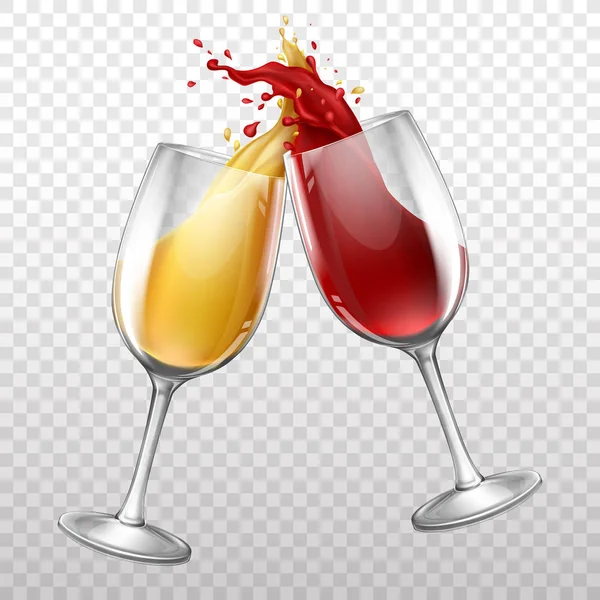 Bardağı içinde sıçramasına vektör gerçekçi şarap şişesi — Stok Vektör