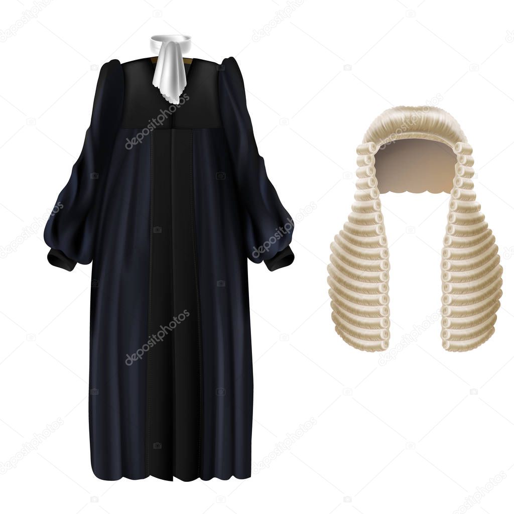 Vector black court dress and long wig for judges