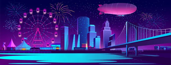 Concepto vectorial fondo con ciudad nocturna — Archivo Imágenes Vectoriales